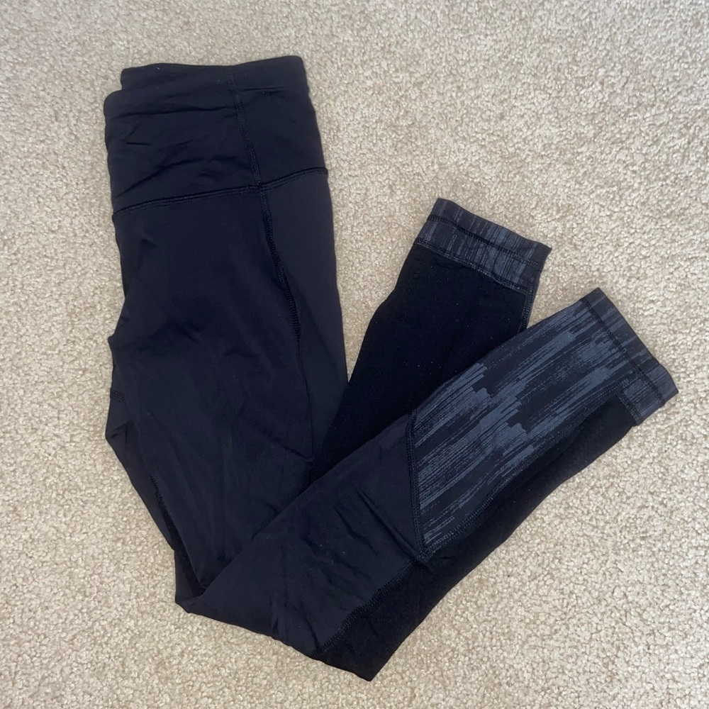Lululemon black 25” leggings, Size 4